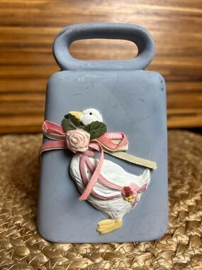 Vintage 1989 Trippies Inc Duck Bell Figurine Blue Farmhouse Cottagecore goose